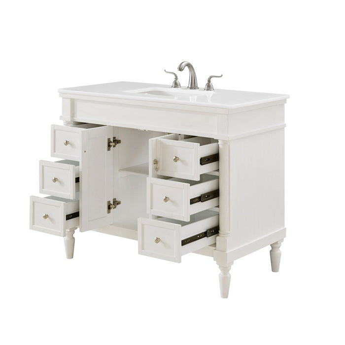 Elegant Lexington 42" Single Vanity, Antique White/Ivory Marble