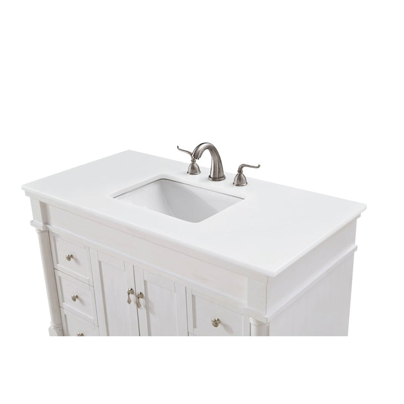 Elegant Lexington 42" Single Vanity, Antique White/Ivory Marble