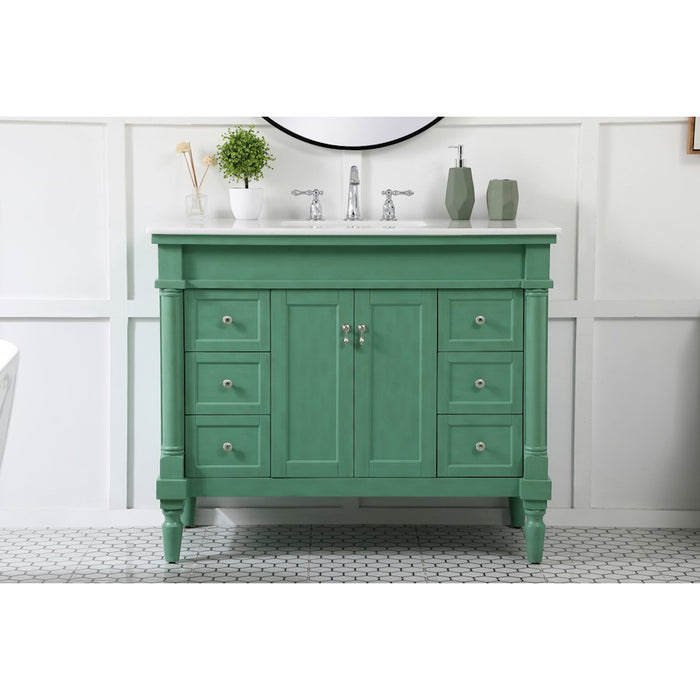Elegant Lexington 42" Single Bathroom Vanity, Vintage Mint