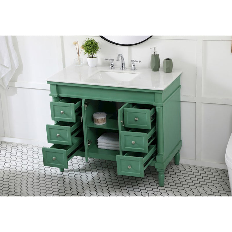 Elegant Lexington 42" Single Bathroom Vanity, Vintage Mint
