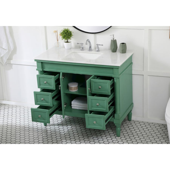 Elegant Lexington 42" Single Bathroom Vanity, Vintage Mint
