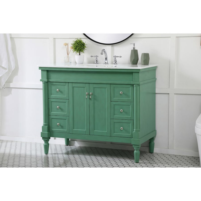 Elegant Lexington 42" Single Vanity, Vintage Mint/Ivory Marble