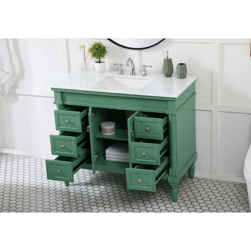 Elegant Lexington 42" Single Vanity, Vintage Mint/Ivory Marble