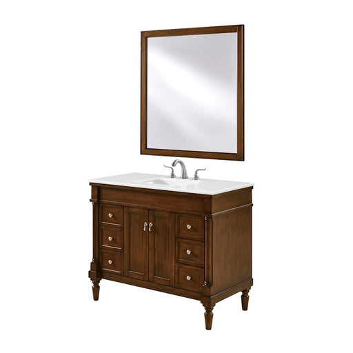 Elegant Lexington 42" Single Vanity, Walnut/Ivory Marble - VF13042WT-VW