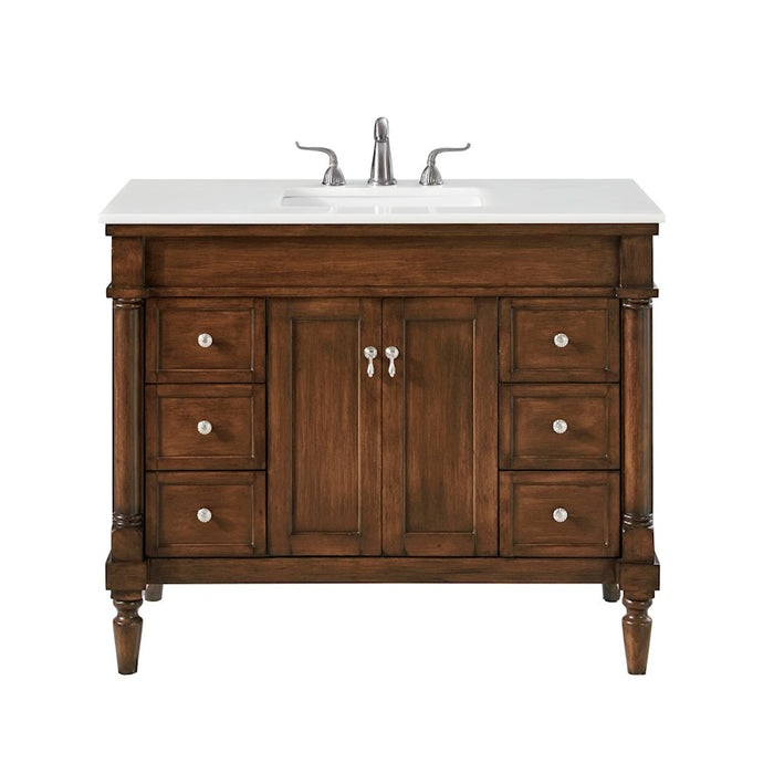 Elegant Lexington 42" Single Vanity, Walnut/Ivory Marble