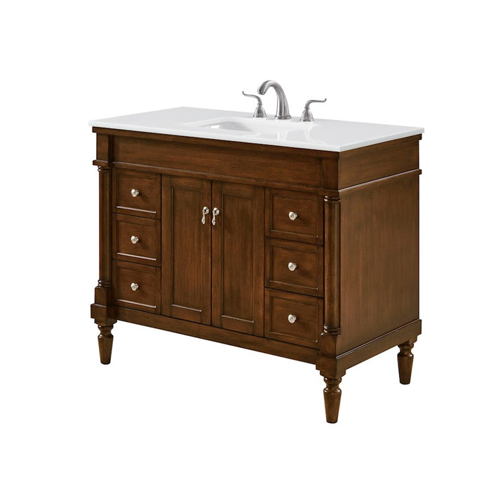 Elegant Lexington 42" Single Vanity, Walnut/Ivory Marble