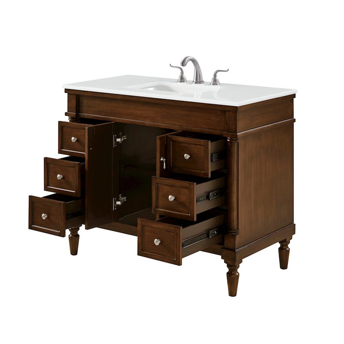 Elegant Lexington 42" Single Vanity, Walnut/Ivory Marble