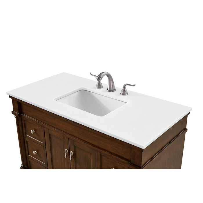 Elegant Lexington 42" Single Vanity, Walnut/Ivory Marble