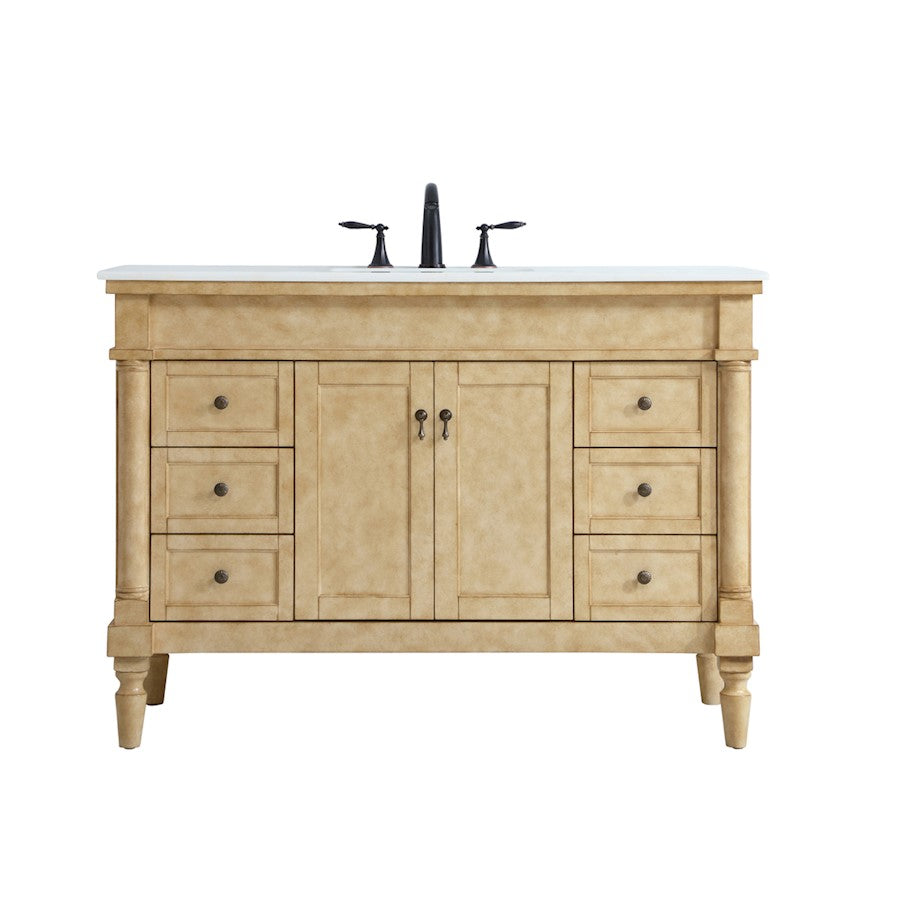 Elegant Lexington 48" Single Vanity, Antique Beige/Ivory Marble - VF13048AB-VW