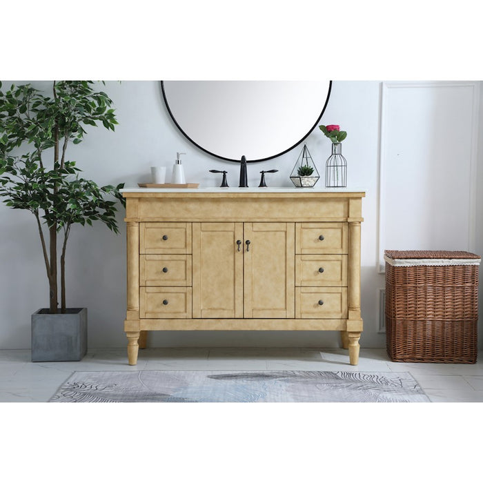 Elegant Lexington 48" Single Vanity, Antique Beige/Ivory Marble