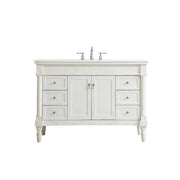 Elegant Lexington 48" Single Vanity, Antique White/Ivory Marble - VF13048AW-VW