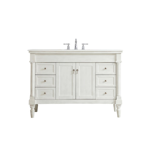 Elegant Lexington 48" Single Vanity, Antique White/Ivory Marble - VF13048AW-VW