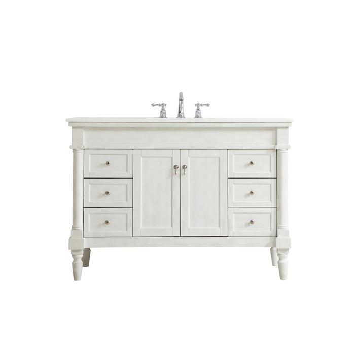 Elegant Lexington 48" Single Vanity, Antique White/Ivory Marble - VF13048AW-VW