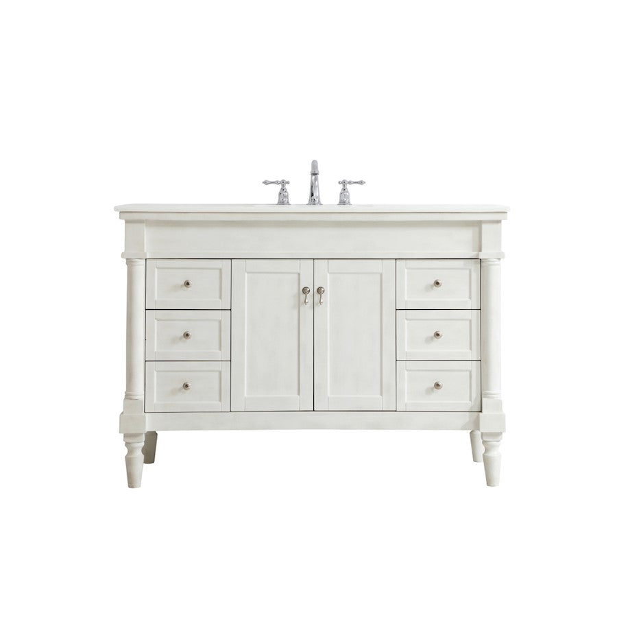 Elegant Lexington 48" Single Vanity, Antique White/Ivory Marble - VF13048AW-VW