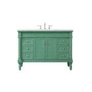 Elegant Lexington 48" Single Vanity, Vintage Mint/Ivory Marble - VF13048VM-VW
