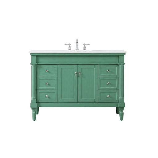 Elegant Lexington 48" Single Vanity, Vintage Mint/Ivory Marble - VF13048VM-VW