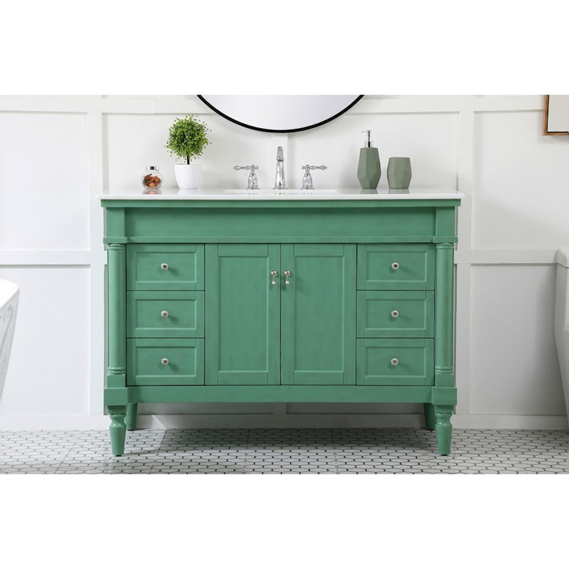 Elegant Lexington 48" Single Vanity, Vintage Mint/Ivory Marble
