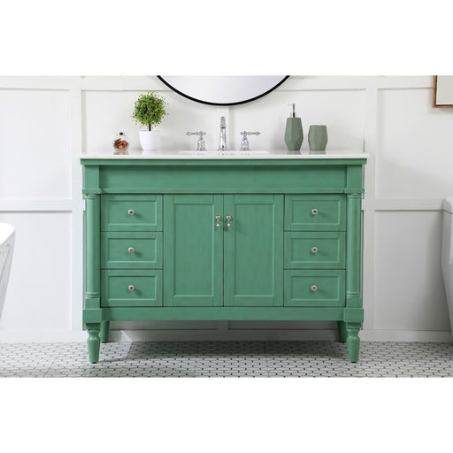 Elegant Lexington 48" Single Vanity, Vintage Mint/Ivory Marble