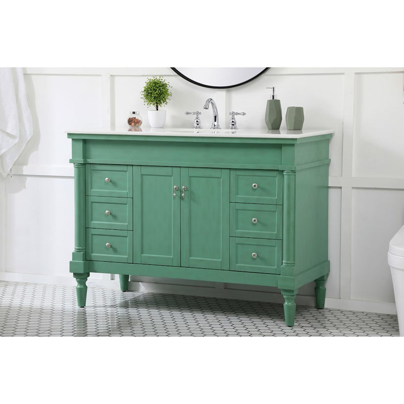 Elegant Lexington 48" Single Vanity, Vintage Mint/Ivory Marble