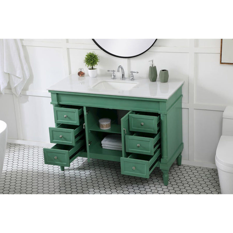 Elegant Lexington 48" Single Vanity, Vintage Mint/Ivory Marble