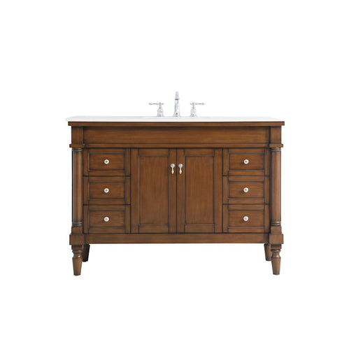 Elegant Lexington 48" Single Vanity, Walnut/Ivory Marble - VF13048WT-VW