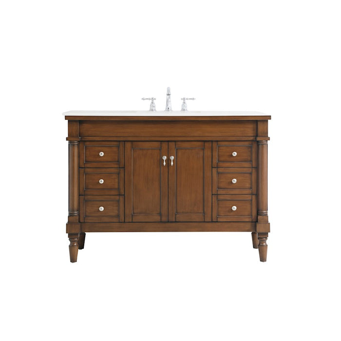 Elegant Lexington 48" Single Vanity, Walnut/Ivory Marble - VF13048WT-VW