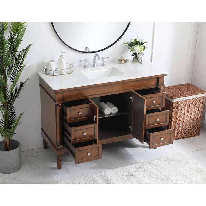 Elegant Lexington 48" Single Vanity, Walnut/Ivory Marble