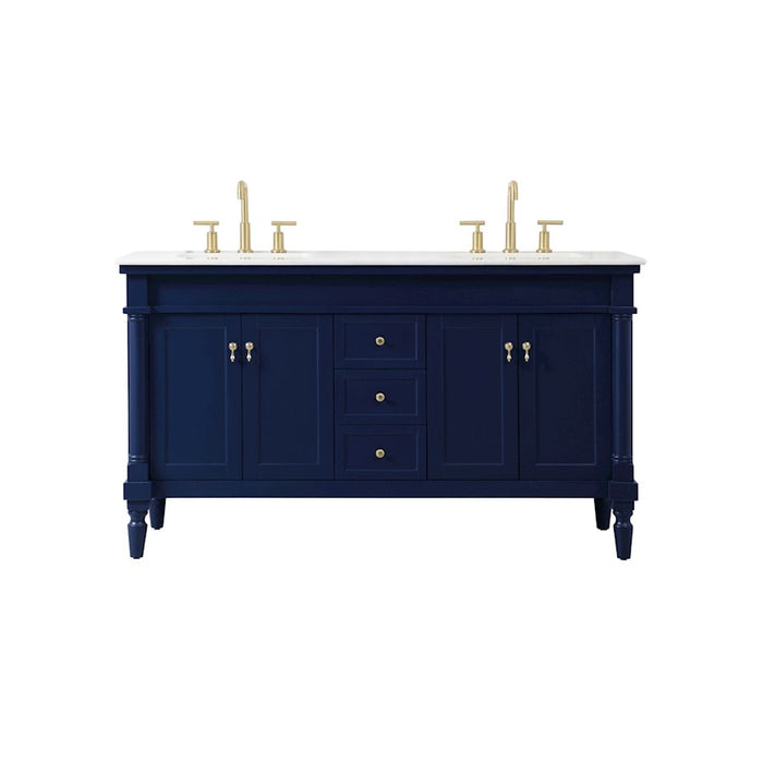 Elegant Kitchen/Bath Lexington 60" Double Bathroom Vanity, Blue - VF13060DBL
