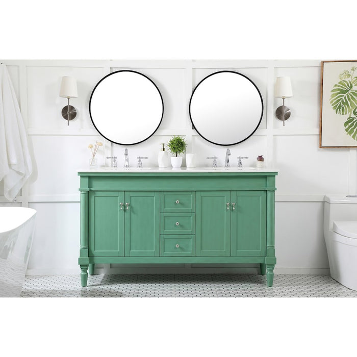 Elegant Lexington 60" Double Bathroom Vanity, Vintage Mint