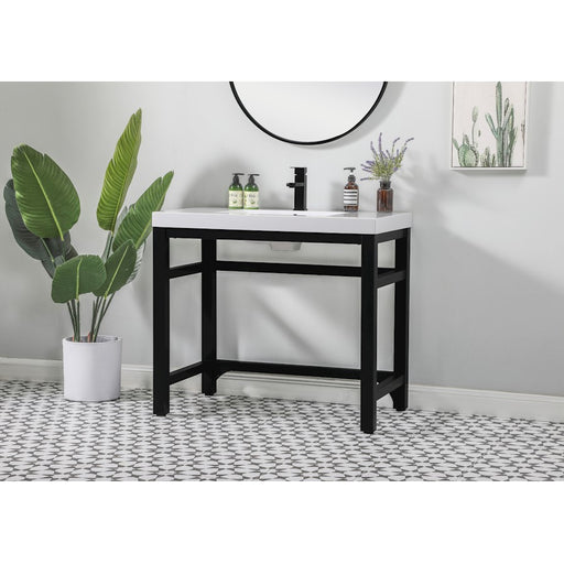 Elegant Raya 36" Ada Compliant Single Bathroom Metal Vanity, Black