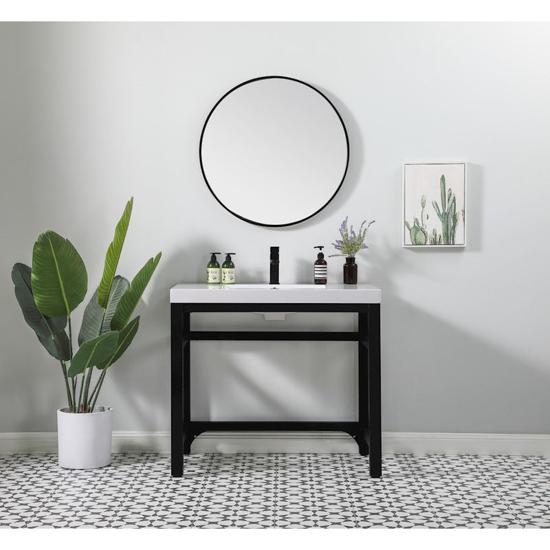 Elegant Raya 36" Ada Compliant Single Bathroom Metal Vanity, Black