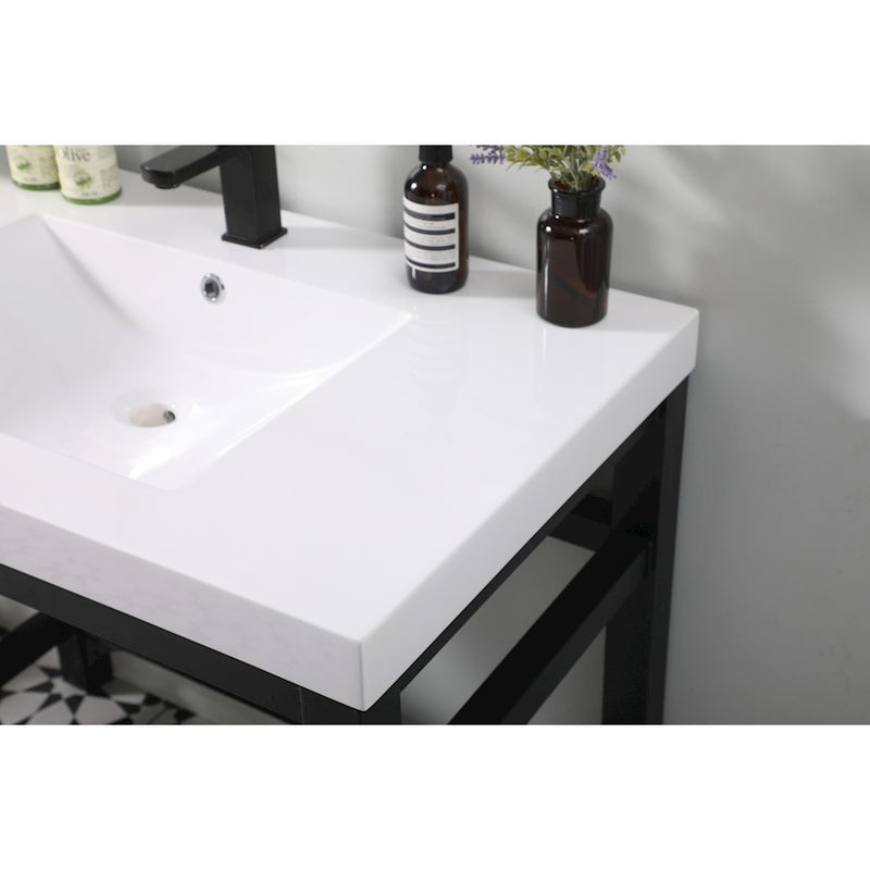 Elegant Raya 36" Ada Compliant Single Bathroom Metal Vanity, Black