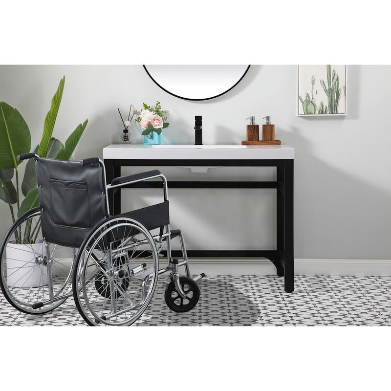 Elegant Raya 42" Ada Compliant Single Bathroom Metal Vanity, Black