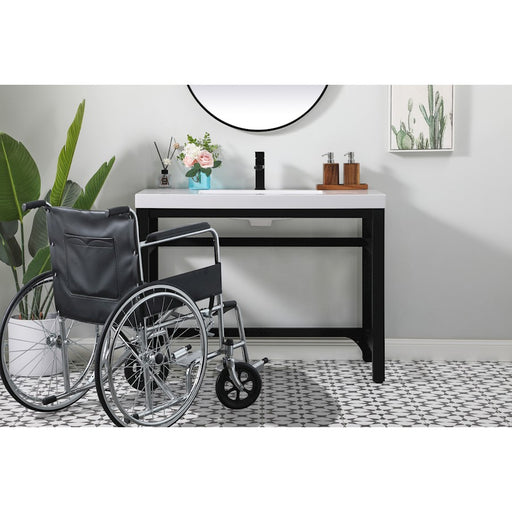 Elegant Raya 42" Ada Compliant Single Bathroom Metal Vanity, Black