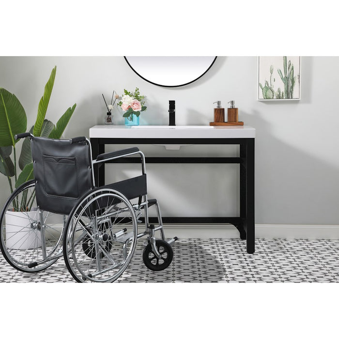 Elegant Raya 42" Ada Compliant Single Bathroom Metal Vanity, Black