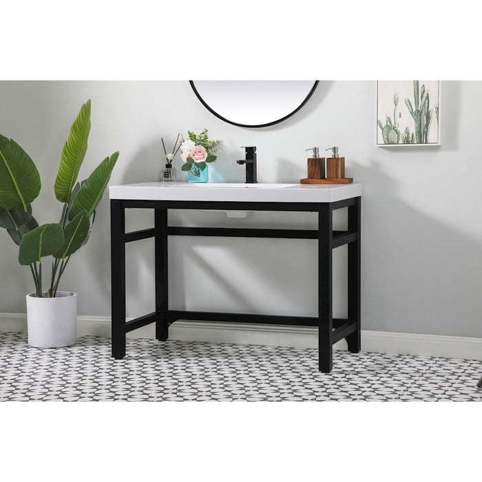 Elegant Raya 42" Ada Compliant Single Bathroom Metal Vanity, Black