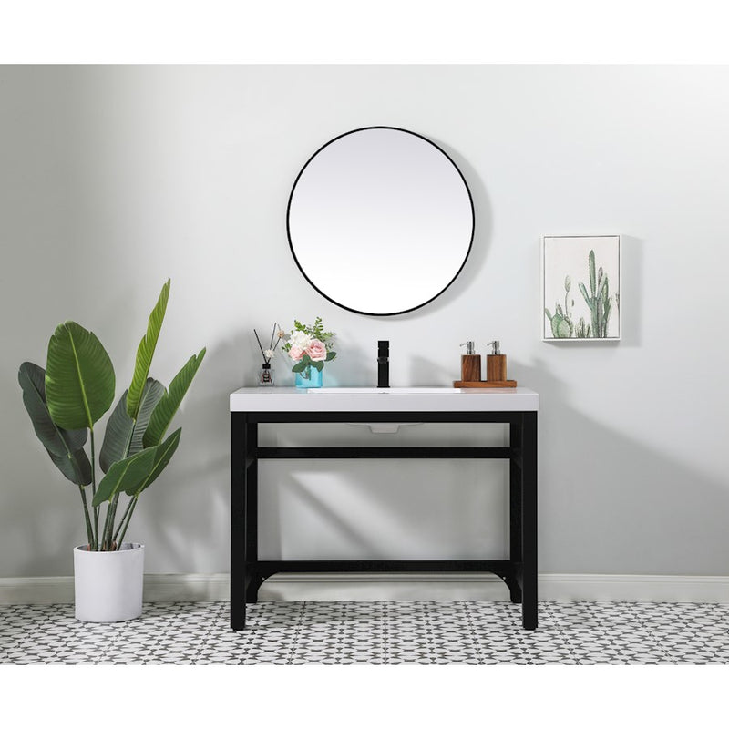 Elegant Raya 42" Ada Compliant Single Bathroom Metal Vanity, Black