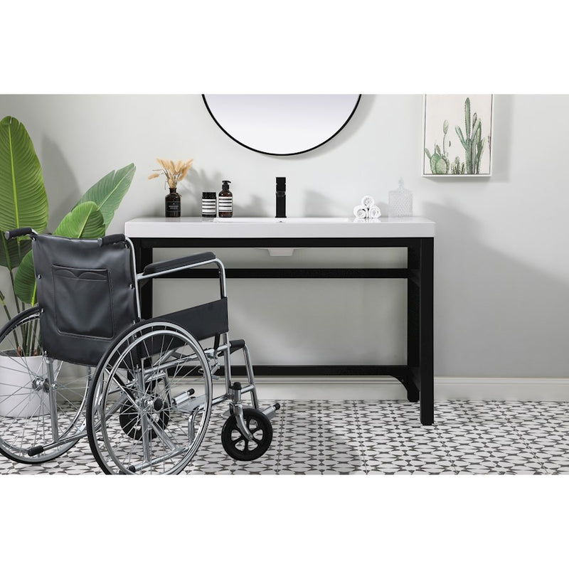 Elegant Raya 48" Ada Compliant Single Bathroom Metal Vanity, Black