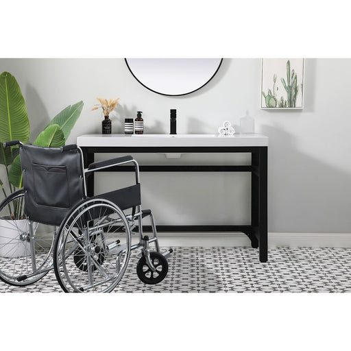 Elegant Raya 48" Ada Compliant Single Bathroom Metal Vanity, Black
