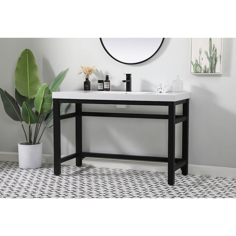 Elegant Raya 48" Ada Compliant Single Bathroom Metal Vanity, Black