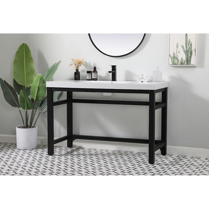Elegant Raya 48" Ada Compliant Single Bathroom Metal Vanity, Black