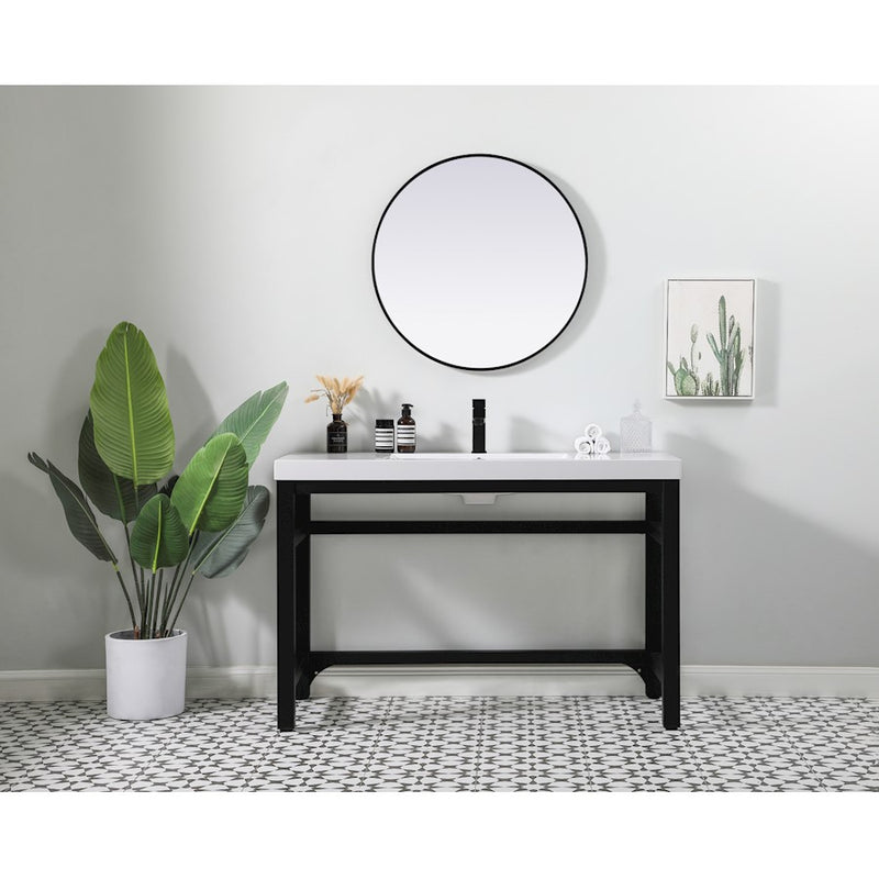 Elegant Raya 48" Ada Compliant Single Bathroom Metal Vanity, Black