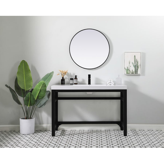 Elegant Raya 48" Ada Compliant Single Bathroom Metal Vanity, Black