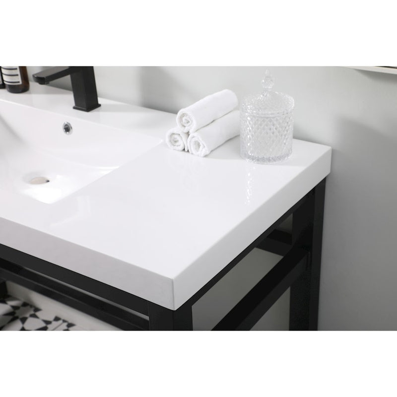 Elegant Raya 48" Ada Compliant Single Bathroom Metal Vanity, Black