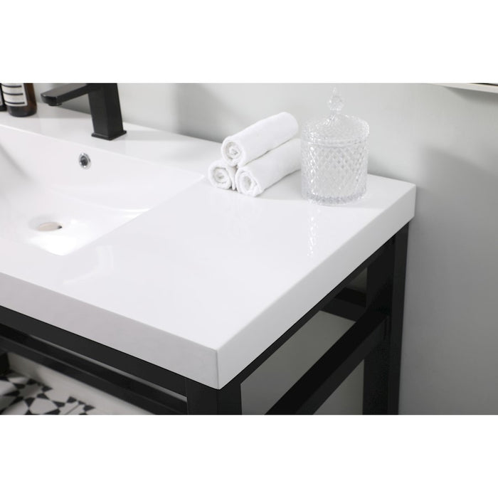 Elegant Raya 48" Ada Compliant Single Bathroom Metal Vanity, Black
