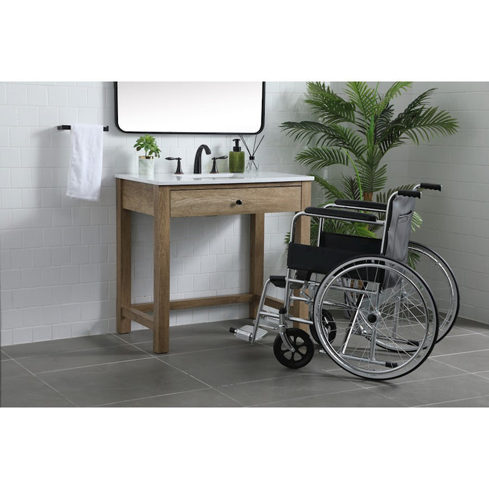 Elegant Lighting Hudson 36" Bathroom Vanity, Natural Oak