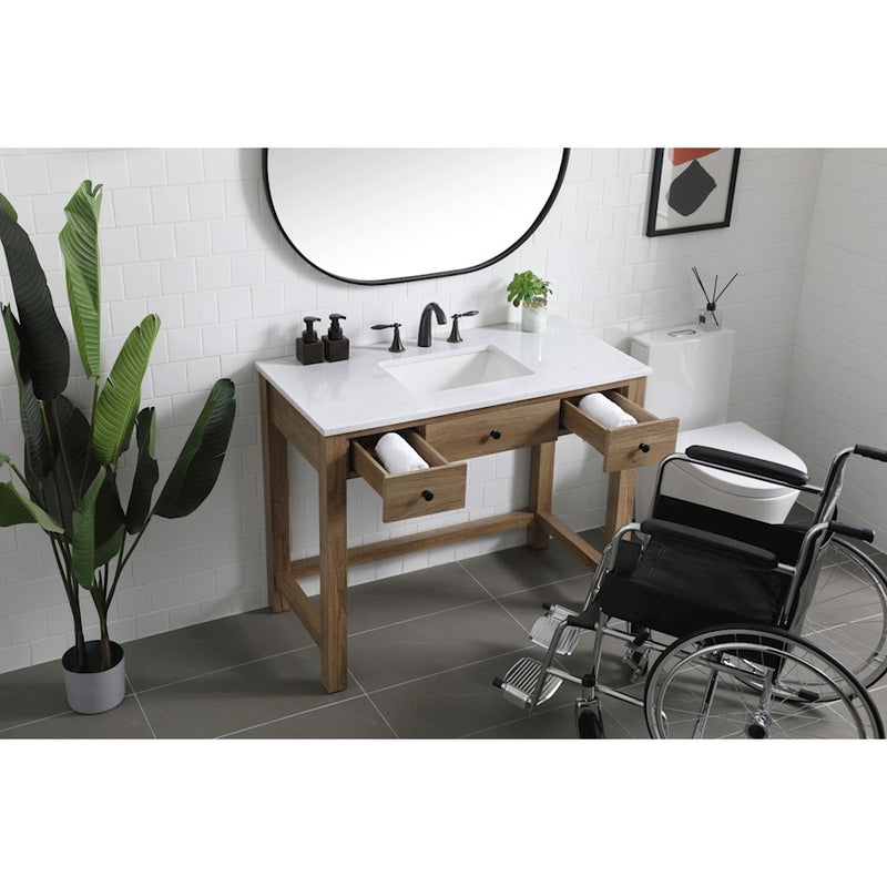 Elegant Lighting Hudson 42" Bathroom Vanity, Natural Oak