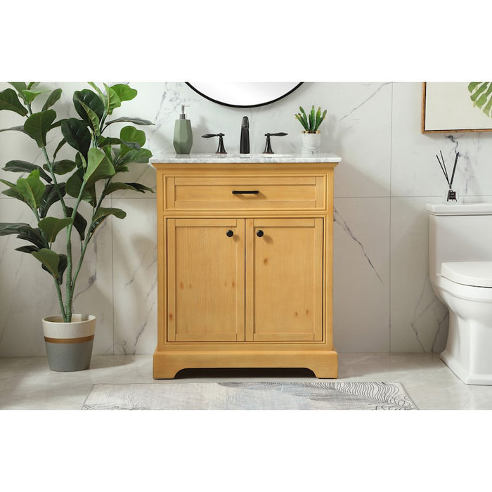 Elegant Americana 30" Single Bathroom Vanity, Natural Wood