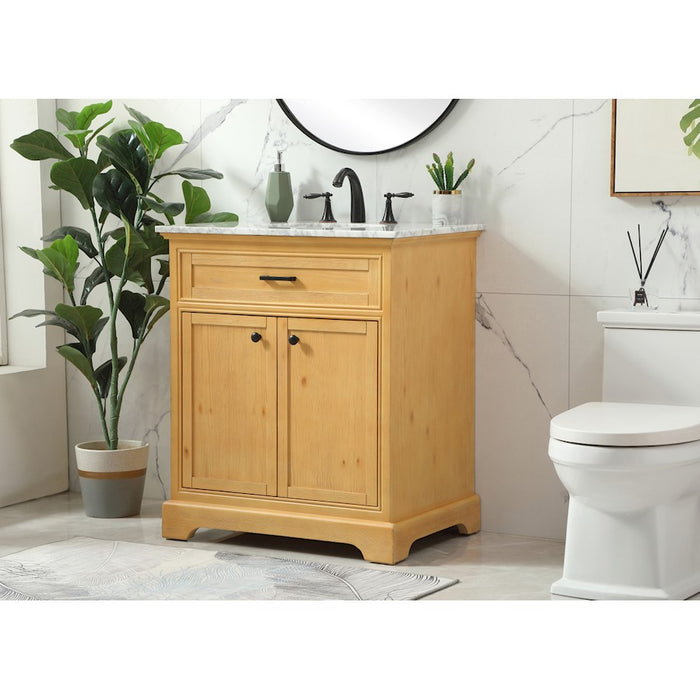 Elegant Americana 30" Single Bathroom Vanity, Natural Wood