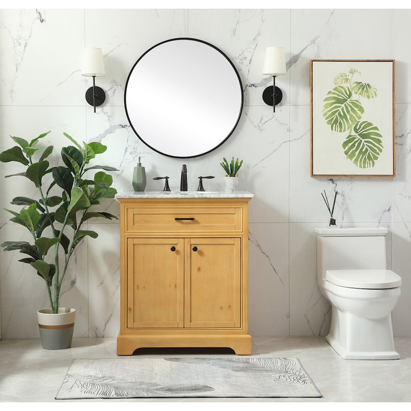 Elegant Americana 30" Single Bathroom Vanity, Natural Wood